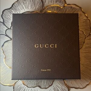 Gucci Dark Brown Belt Box with Gold Accents